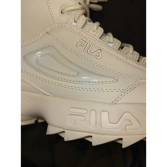 FILA DISRUPTOR BOOT FUR OFF WHITE IVORY LACE UP FUR LINING WOMENS BOOTS - Picture 13 of 16